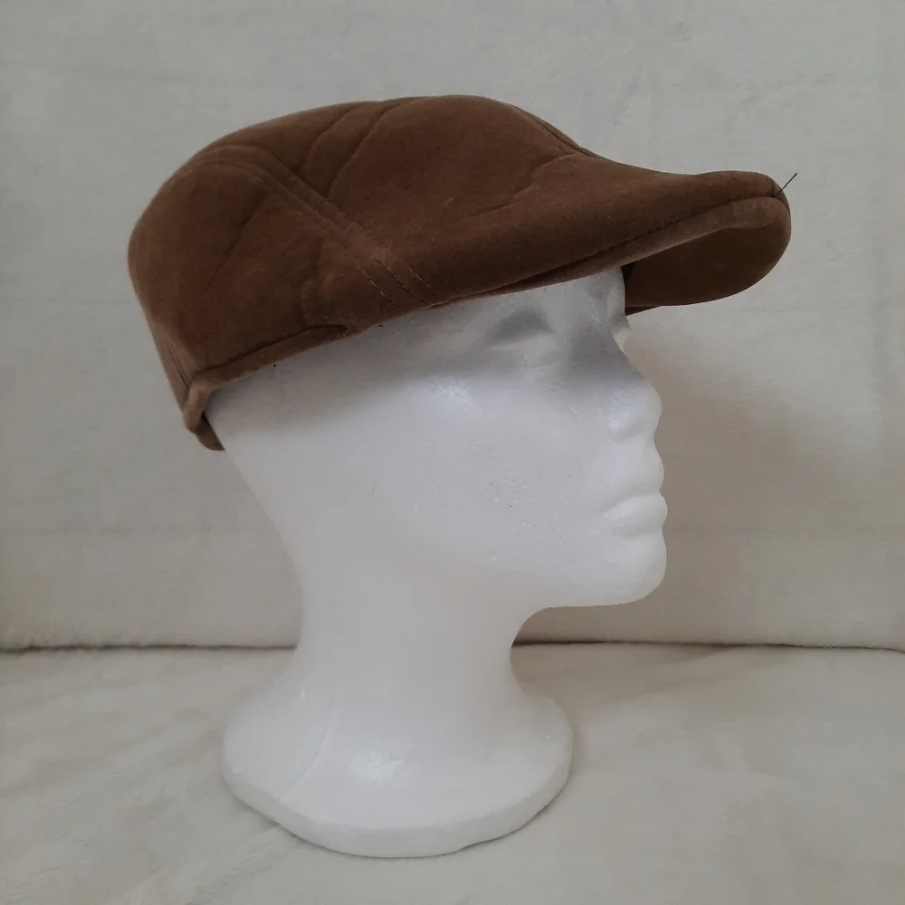 Vintage Feraricci brown velvet newsboy hat